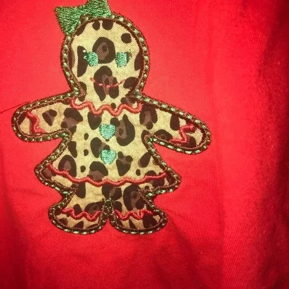 GIRLS GINGERBREAD PERSON SHIRT SIZE 140 EUC - Picture 4 of 6